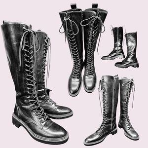 Zara Tall Black Lace-Up Combat Boots